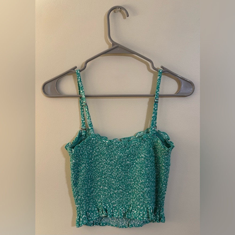 Hollister Green and White Floral Tank Top - Picture 2 of 3